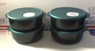 4 Never Been Tupperware Rock N Serve Round Containers: Emerald 2 1/2 Cups