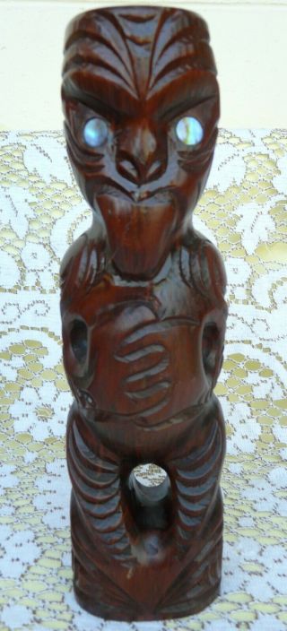Vintage Hand Carved Wood Zealand Tiki Totem Statue
