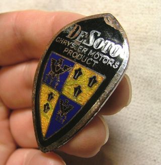 Desoto Enamel Radiator Badge Emblem 1932 - 33 Shield Style Rare &