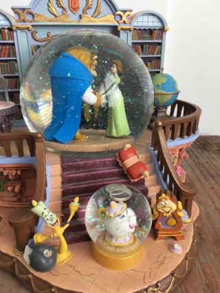 Disney Beauty And The Beast Library Musical Snow Globe 1991 Belle Princess 6