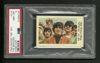 The Beatles Ringo George Harrison John Lennon 1965 Dutch Card Hb134 Psa 8 Nm - Mt