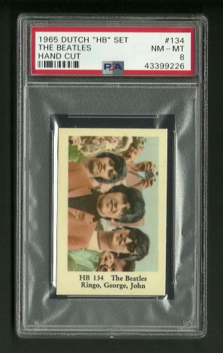 The Beatles Ringo George Harrison John Lennon 1965 Dutch Card HB134 PSA 8 NM - MT 2