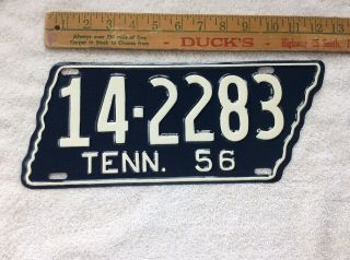 1956 Tennessee State Shape License Plate 14 - 2283 Sumner County Repainted