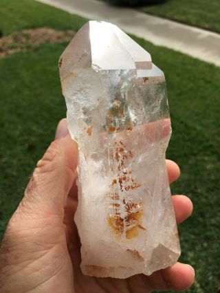 Large clear quartz crystal point from Brazil 2