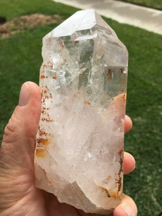 Large clear quartz crystal point from Brazil 4