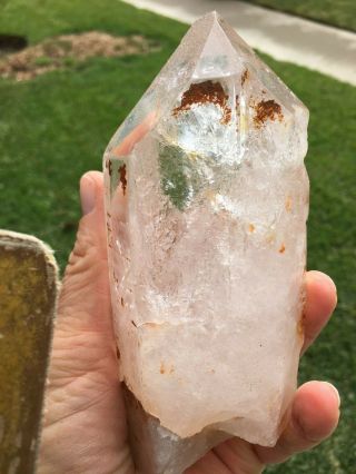 Large clear quartz crystal point from Brazil 5