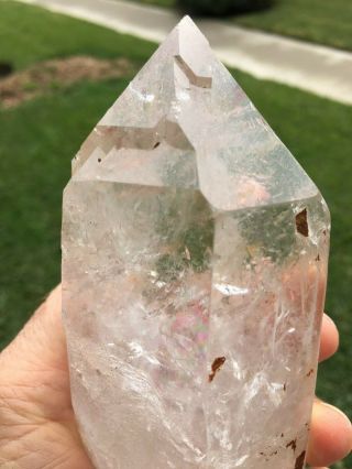 Large clear quartz crystal point from Brazil 8