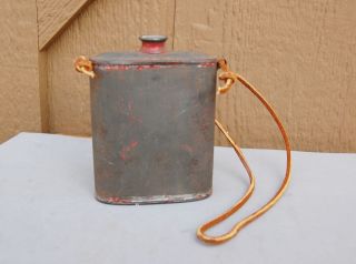 Old Sporting Gun Powder (empty) Tin Can Vintage Hangs On Cord 4 1/2 " Screw Cap