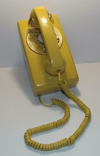Vintage Western Electric Yellow Rotary Phone Wall Mount Telephone Retro 554