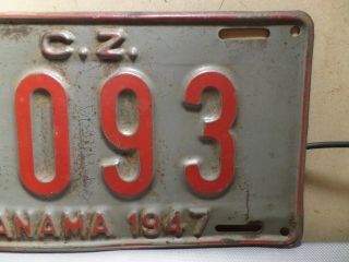 1947 Panama C.  Z.  License Plate 3093 5
