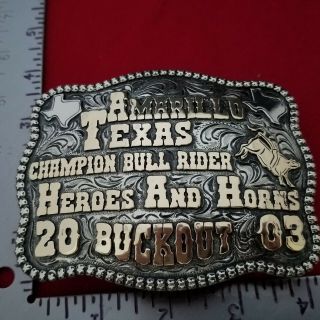 2003 RODEO TROPHY BUCKLE VINTAGE AMARILLO TEXAS BULL RIDING CHAMPION 78 2