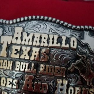 2003 RODEO TROPHY BUCKLE VINTAGE AMARILLO TEXAS BULL RIDING CHAMPION 78 5