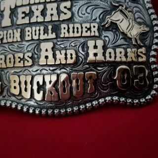 2003 RODEO TROPHY BUCKLE VINTAGE AMARILLO TEXAS BULL RIDING CHAMPION 78 7
