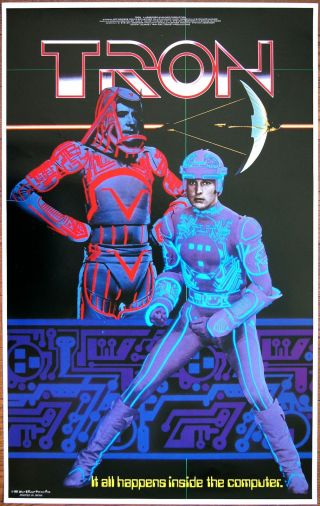 Rare Teaser Walt Disney Tron 1981 Japanese Movie Poster Computational Graphics