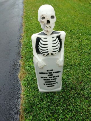 Vintage R.  I.  P.  Tombstone Skeleton Lighted Halloween Blow Mold Decor Empire 36 "