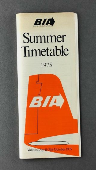 British Island Airways Bia Airline Timetable Summer 1975 Route Map
