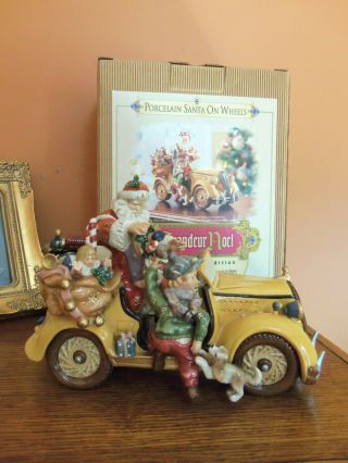Grandeur Noel Porcelain Santa On Wheels Collector 