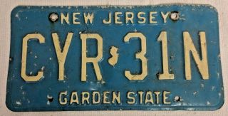 Vintage Jersey Trailer License Plate Blue Cream Old Style Ctr - 31n