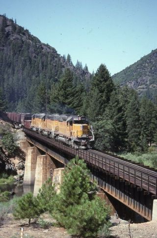 Union Pacific Railroad Up 3844 Train Bridge Indian Creek Ca Photo Slide
