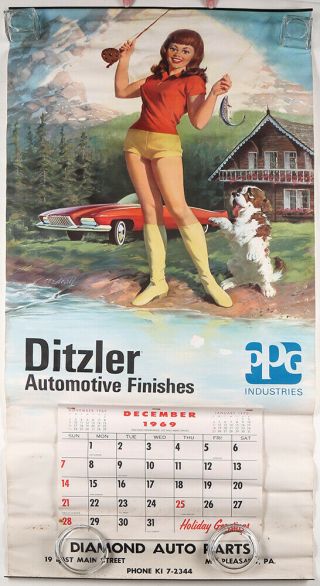 Rare 1970 Complete Ditzler Automotive Advertising Bill Medcalf Pin - Up Calendar