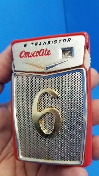 Vintage Omscolite 6 Transistor Pocket Radio (bl - 006p),  Usa Made