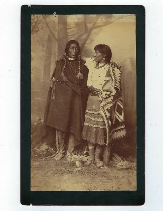 Cabinet Card Of Apache Couple By A.  Frank Randall