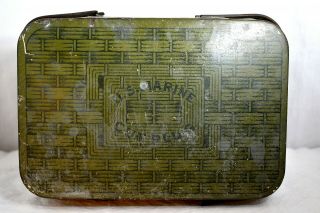 Vintage Us Marine Cut Plug Green Basket Weave Lunch Box Tobacco Tin