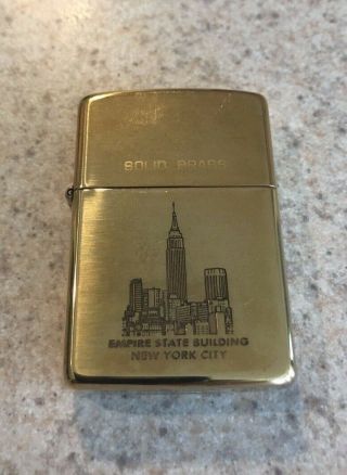 Zippo Solid Brass High Polish Commemorative 1932 - 1989 Empire State Building