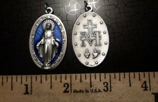20 Blue Bulk 1.  75 " Virgin Mary Our Lady Miraculous Medal Religious Catholic