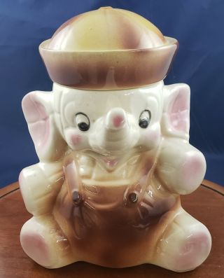Vintage American Bisque Sailor Elephant Cookie Jar
