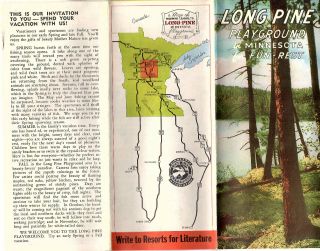Long Pine Minnesota Playground 1948 Brochure Recommended Resorts Pictorial Map