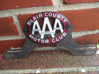 Vintage Aaa Blair County Pennsylvania Motor Federation License Plate Topper