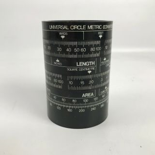 Vintage Slide Rule Plastic Pencil Cup - Universal Circle Metric Converter