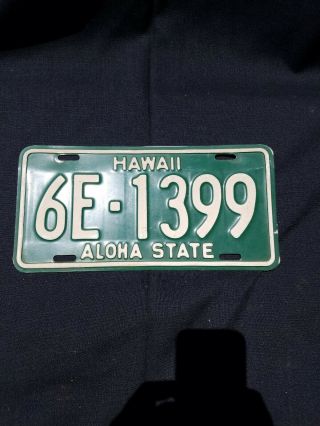 Vintage Hawaii Aloha State License Plate 6e - 1399 Old Green
