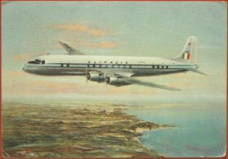 Alitalia Italian Airlines Douglas Dc - 6b In Flight Airline - Issued Postcard