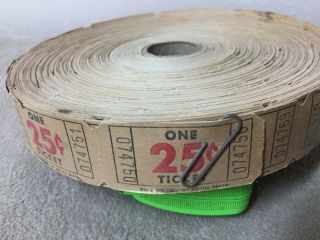 Vintage Globe Ticket Company 25 Cent Ticket Roll,  Complete
