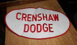 Vintage Large Dealer Patch Crenshaw Dodge Parts / Service