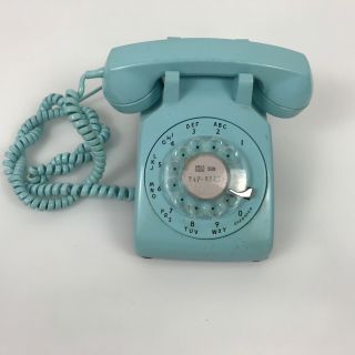 Vintage Western Electric Aqua Blue Rotary Dial Desk Phone Bell System 500 5.  D2