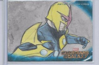 Ud Marvel Guardians Of The Galaxy Artist Sketch Card Of Nova By Andre Toma