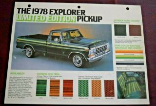 Ford,  Pickup,  Explorer,  Limited Edition,  Truck,  1978,  Dealership,  Brochure,
