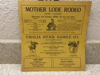 Vintage Rare Mother Lode Rodeo Sonora California Program