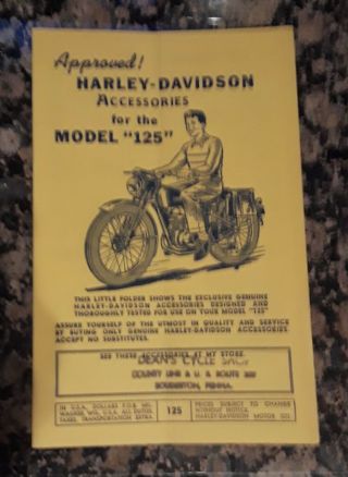 Vintage 1950 Harley - Davidson 125 Motorcycle " Accessories " Calalog