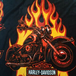 Harley Davidson Polyester Blanket Throw Flame Motorcycle 52x62 2008 Black
