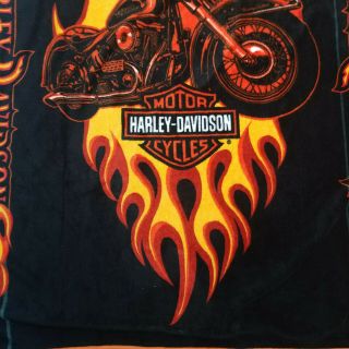 Harley Davidson Polyester Blanket Throw Flame Motorcycle 52x62 2008 Black 2