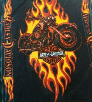 Harley Davidson Polyester Blanket Throw Flame Motorcycle 52x62 2008 Black 3