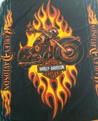 Harley Davidson Polyester Blanket Throw Flame Motorcycle 52x62 2008 Black 4