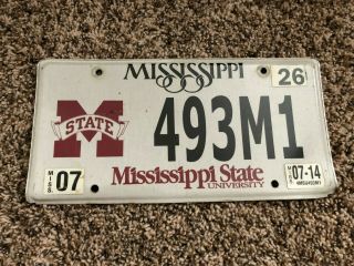 2014 Mississippi State University License Plate - Specialty License Plate