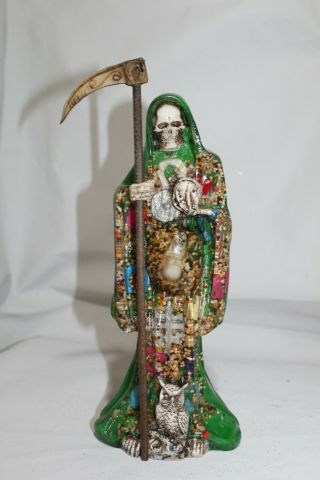 739 Statue Pregnant Semillas Santa Muerte Transparente Green 12 " Embarazada