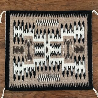 Southwest Navajo Wool Rug Spider Woman Design With Storm Pattern - 19 3/4 " X 18 "