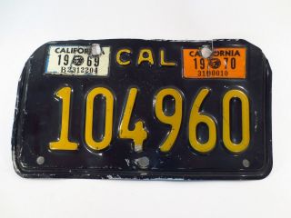 1965 California Motorcycle License Plate 69 And 70 Stickers